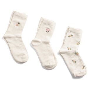 STEMS 3 Pair Women’s Floral Cotton Blend Socks- US Shoe Size 5-11